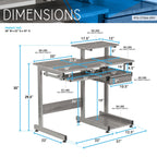 Techni Mobili Complete Computer Workstation Desk, Gray, 37.75" W X 22" D X 35" H,Grey