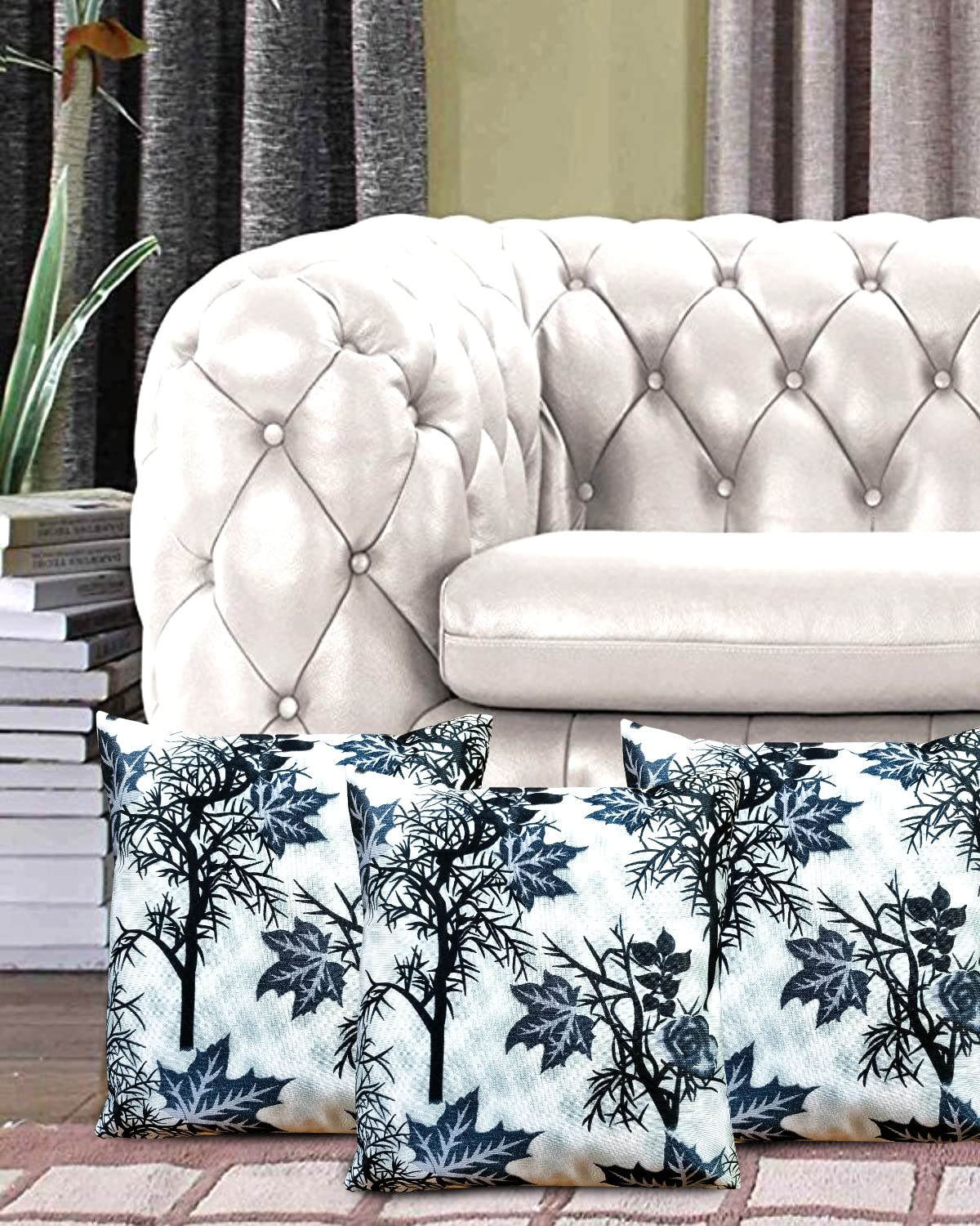 Kanushi Industries Reversible Decorative Cushion Covers Set Of 3 (12 X12 Inches)(CcBlackShub3Pc12X12)