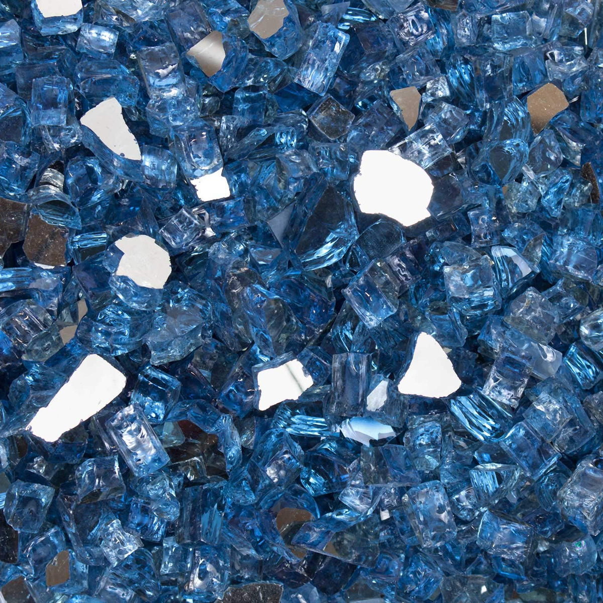 High Luster, 1/2' Reflective Tempered Fire Glass In Neptune Blue  10 Pound Jar, By Celestial Fire Glass
