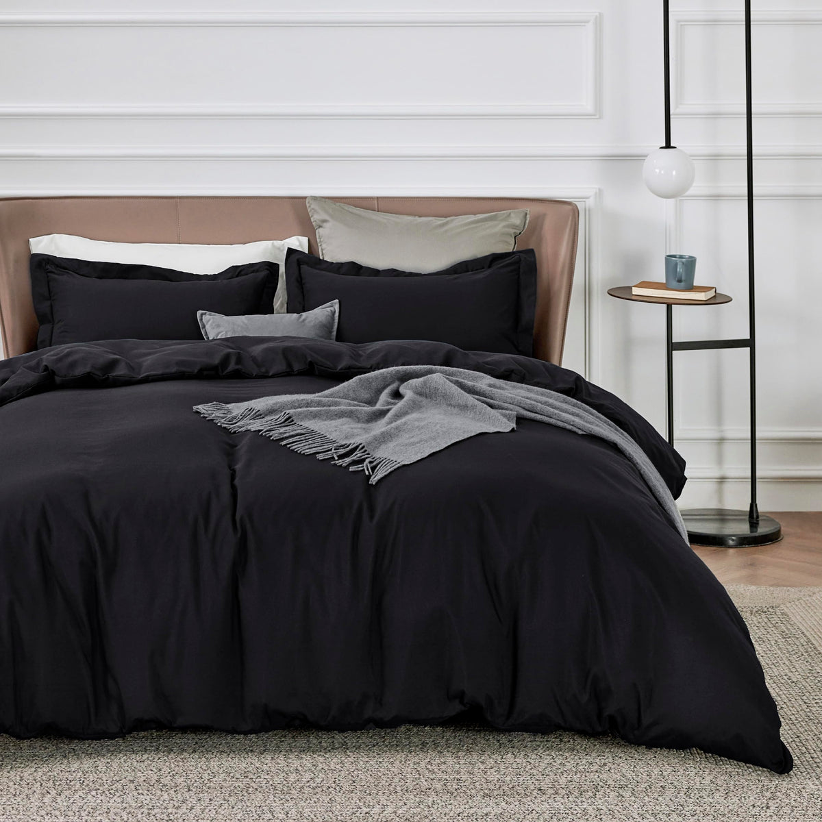 Bedsure Black Duvet Cover California King Size - Soft Double Brushed Duvet Cover For Kids With Zipper Closure, 3 Pieces, Include