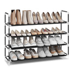 Songmics 4-Tier Shoe Rack, Shoe Storage For Hallway Closet, Slim And Space-Saving, Metal Frame, Non-Woven Fabric Shelves, Black Ulsh054B01
