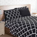 Elegant Comfort 6-Piece Moroccan Trellis Print Sheet Set, Super Cozy, Fade And Wrinkle Resistant, 1500 Premium Hotel Quality Microfiber, Deep Pocket Fitted Sheet With Smart Pockets, Full, Black