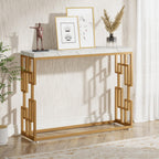 Tribesigns Gold Console Table, Modern 42.5' Sofa Tables Entryway Hallway Foyer Table, White Faux Marble Tabletop Sofa Table Behind Couch With Gold Metal Legs For Living Room, Easy Assembly