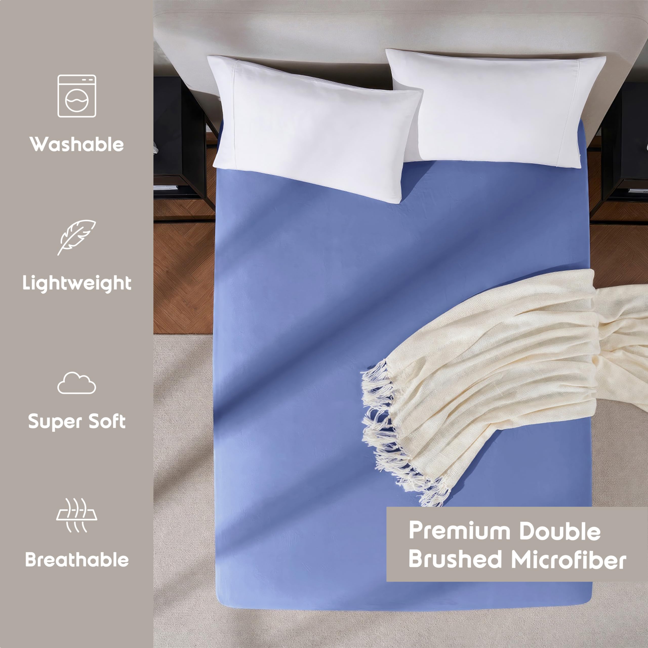 Nestl Royal Blue Twin Xl Fitted Sheet Only, Extra Deep Pocket Fitted Bed Sheet, 1800 Microfiber Xl Twin Fitted Sheet, Ultra Soft Fitted Sheet Twin Xl Fits Up To 24 Inch Mattress