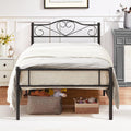 Vecelo Metal Platform Bed Frame With Headboard & Footboard, Steel Slats Mattress Foundation, No Box Spring Needed, Twin, Matte Black