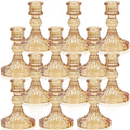DARJEN Candlestick Holders Set, 4 H Taper Candle Holders Bulk, 12Pcs Gold Glass Candle Holders for Wedding, Festival, Party & Wi