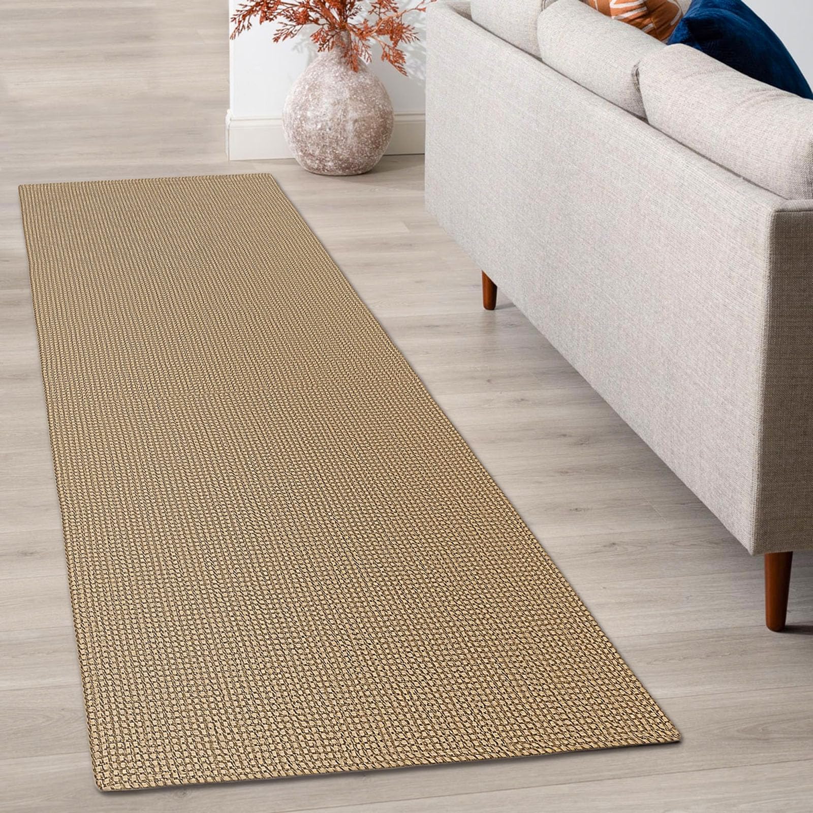 EARTHALL Boho Runner Rug 2x6 Ft Washable Runners for Hallways Cotton Rubber Backed Kitchen Runner Braided Indoor Floor Carpet Ru