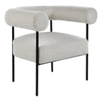 Best Master Furniture Melvin Contemporary Boucle Fabric Accent Black Legs, 1 Chair, Cream