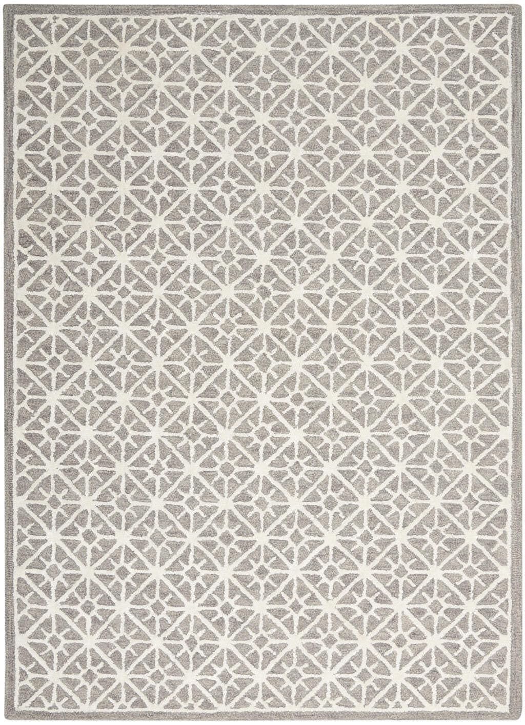 HomeRoots 533381 4 x 6 ft. Gray & Ivory Geometric Hand Tufted Rectangle Area Rug