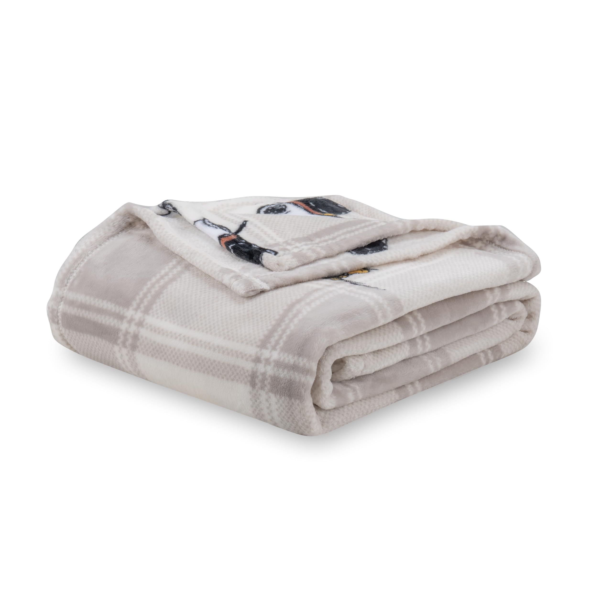 Berkshire Blanket Peanuts Velvetloft Cute Character Snoopy Plush Throw Blanket,Lakeside Plaid Harvest Snoopy And Woodstock Grey,