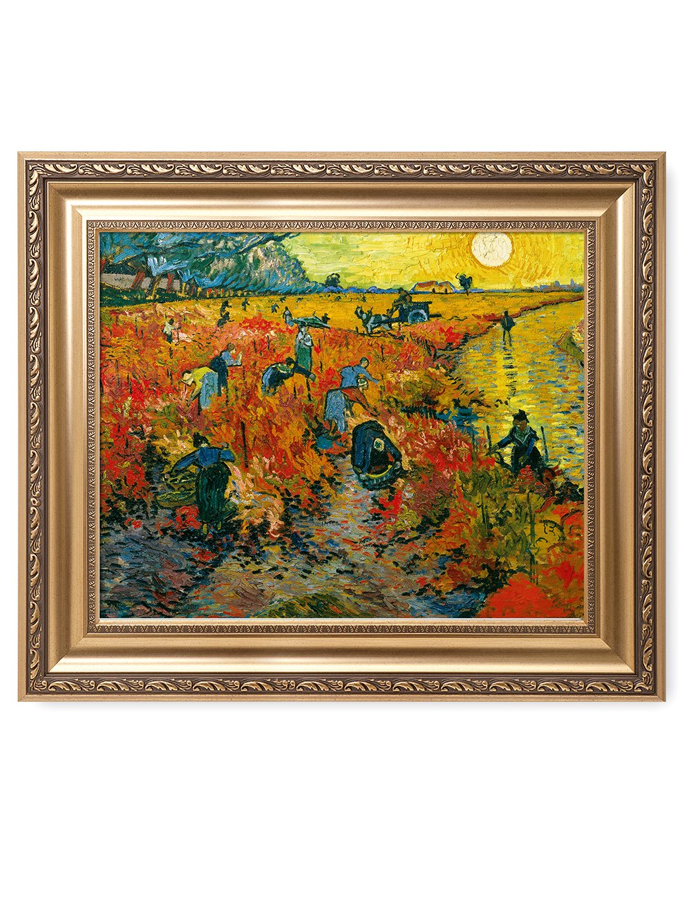 DECORARTS - The Red Vineyards, Vincent Van Gogh Art Reproduction. Giclee Prints Match with Golden Framed for Wall Decor. Picture