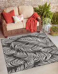 Unique Loom Outdoor Botanical Collection Area Rug - Palm (6 1 Square Charcoal/Ivory)