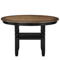 Benjara Wooden Round Dining Table with Open Shelf, Black and Brown