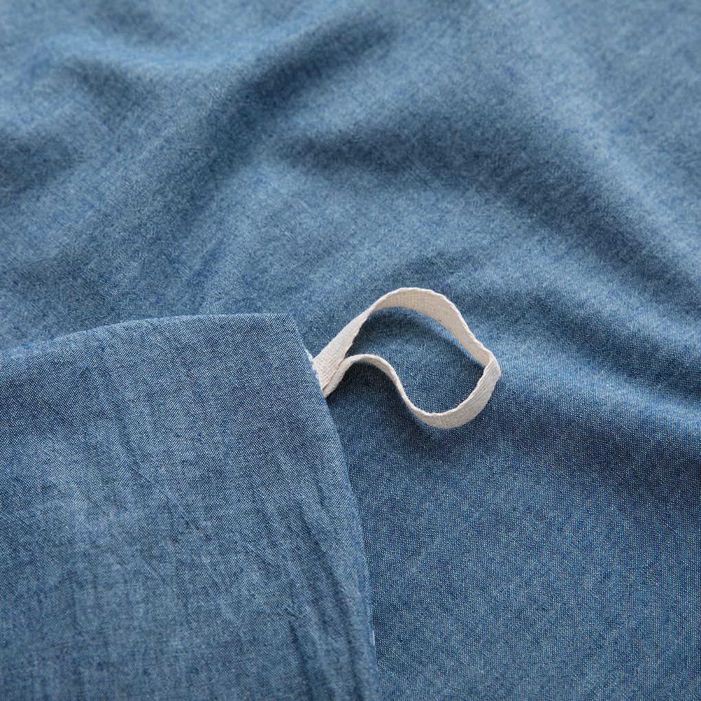 Lovque Blue Duvet Cover Full Size, 100% Washed Cotton Linen Like Bedding Set With Zipper Closure (No Comforter), 80X90 Inches