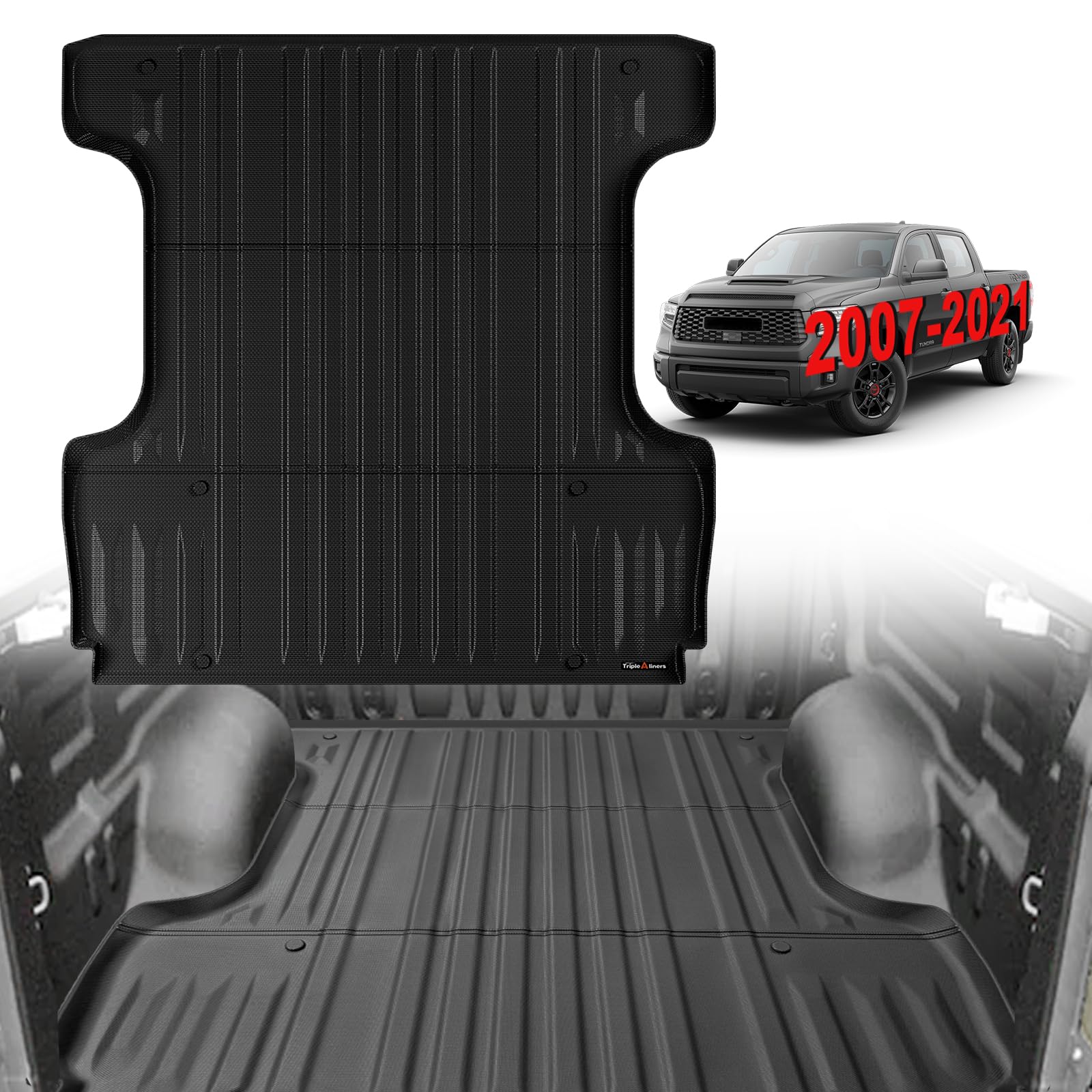 Triplealiners Truck Bed Mat Compatible With 2007-2021 Toyota Tundra Accessories 5.5Ft Vehicle Perfectly Flush All Weather Protec