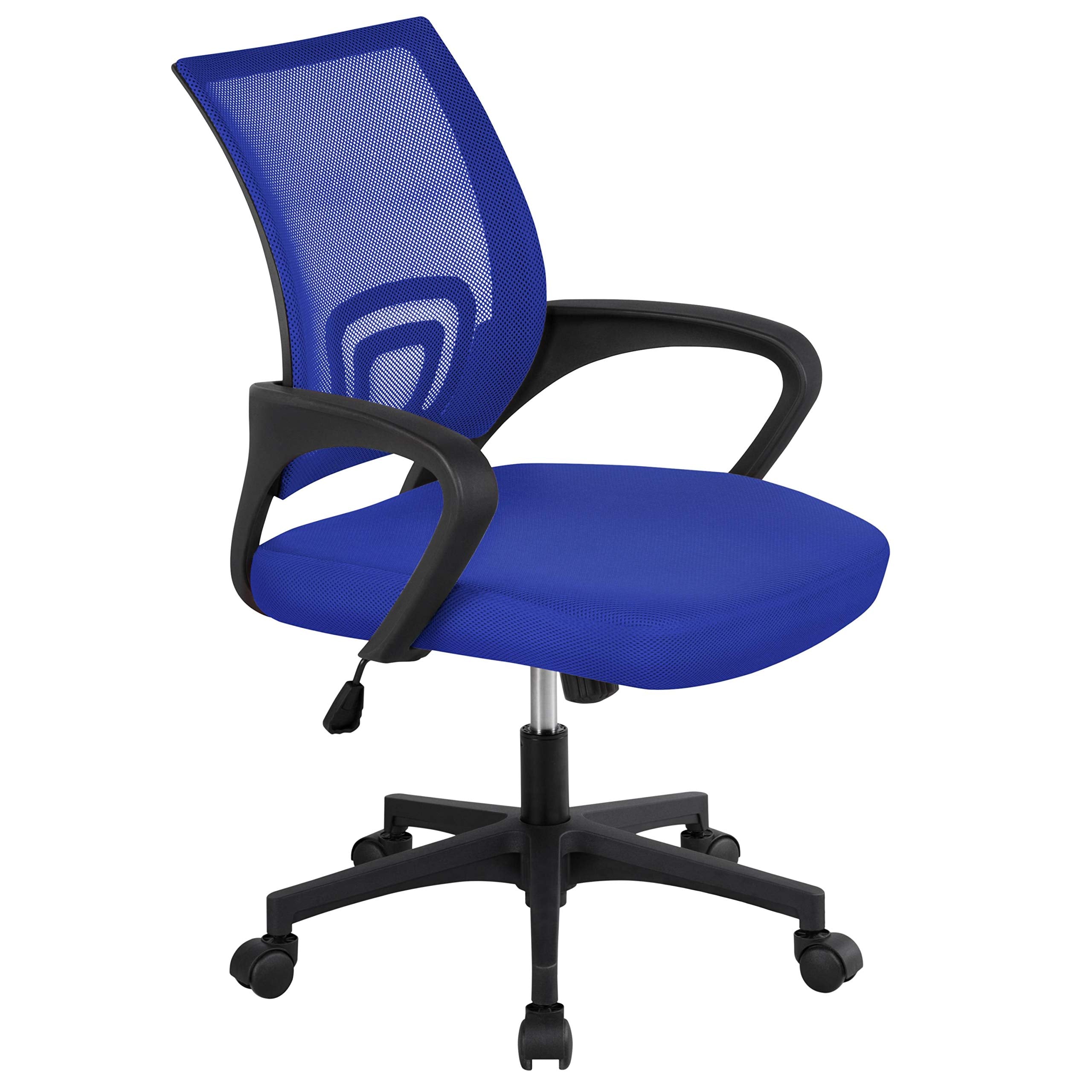 Yaheetech Office Chair Desk Chair Computer Chair Swivel Rolling Chair Cute Task Chair Ergonomic Conference Room Chair Mesh Work Study Chair Basic Comfy Desktop Chair With Wheels Arms, Blue