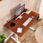 Flexispot En1 Essential Adjustable Height Desk Electric 40 Inch X 24 Inch Whole-Piece Desktop Small Standing Desk Ergonomic Memory Controller (White Frame + 40 Inch Mahogany Desktop)