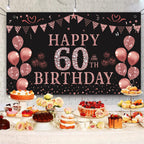 Trgowaul Rose Gold 60th Birthday Backdrop Banner Party Supplies Photography Background 5.9 x 3.6 ft