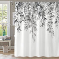 Kampdream Grey And White Eucalyptus Plant Shower Curtain, Watercolor Leaves On The Top Botanical Bathroom Curtain 72   72 Inch