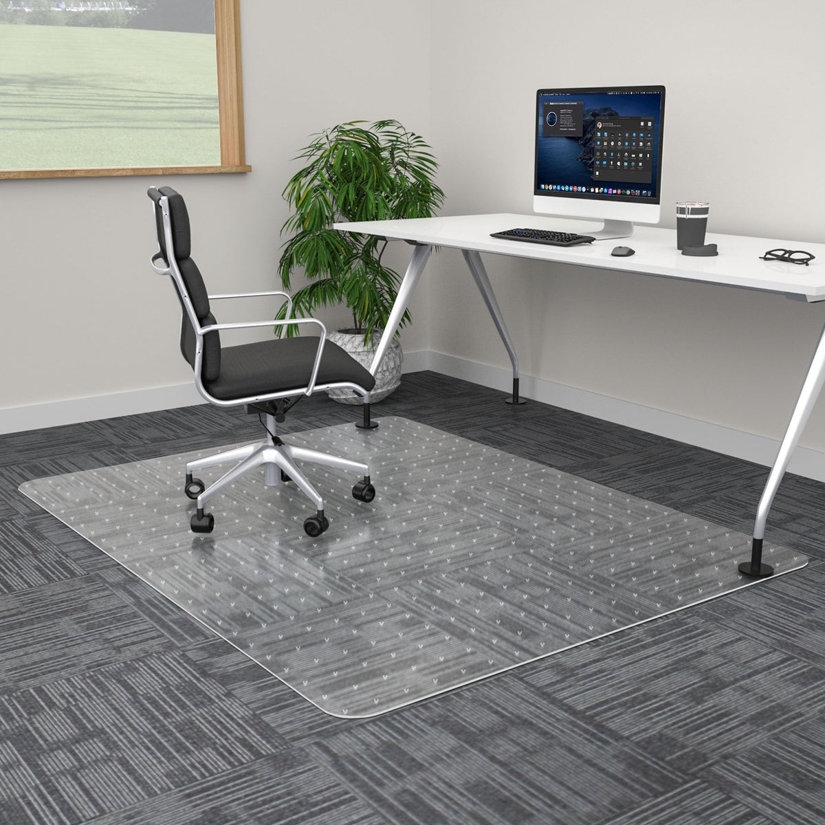 100Pointone Extra Large Office Chair Mat For Carpet, 44' X 58' Clear Desk Chair Mat For Low Pile Carpeted Floors- Easy Glide P