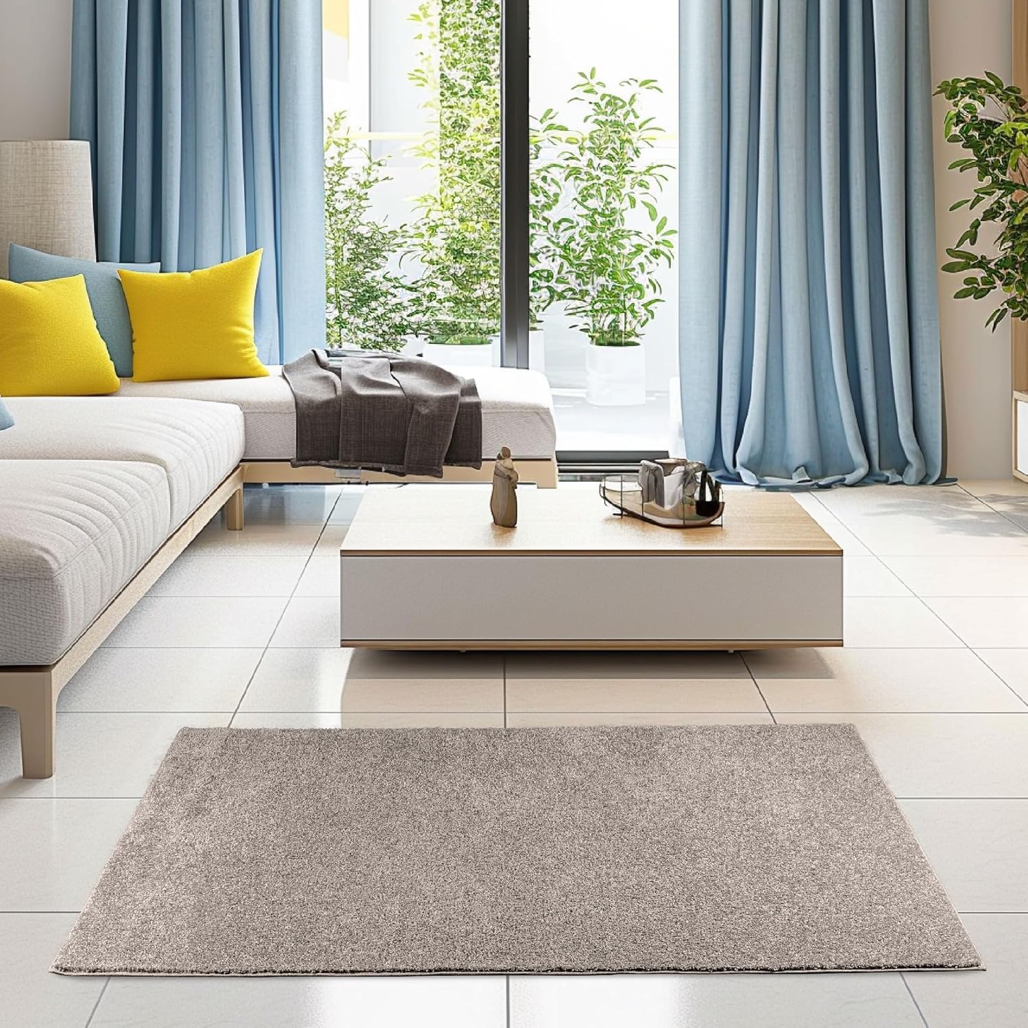 Pet Friendly Solid Color Area Rugs Beige - 12' Octagon, Indoor, Stain & Fade Resistant, Perfect For Living Room, Bedroom, Dining