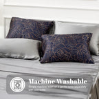 Exq Home Satin Pillowcase For Hair And Skin Queen - Printed Blue Rose Silk Pillowcase 2 Pack 20X30 Inches - Satin Pillow Cases S