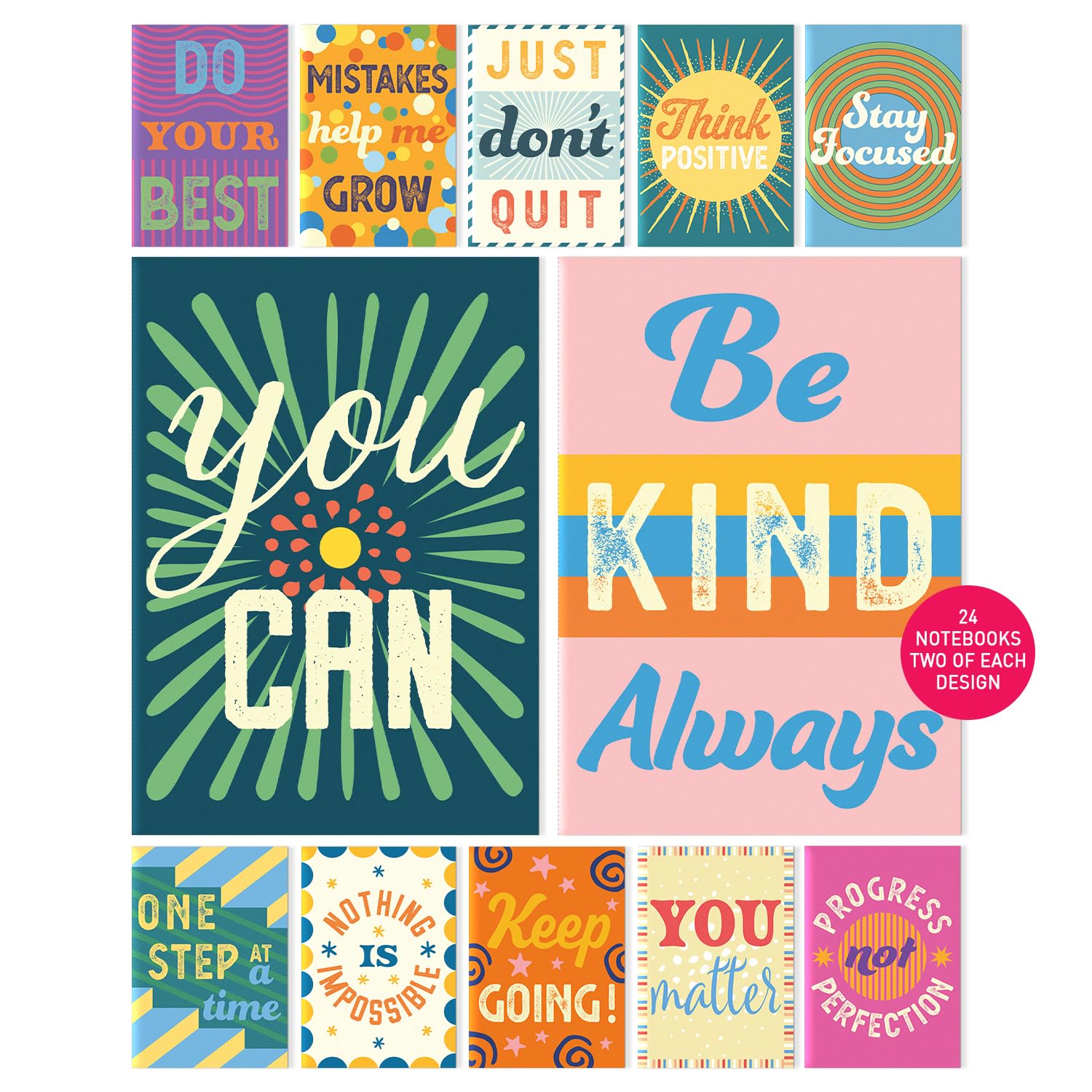 S&O Motivational Mini Notebooks Bulk Set W/ Unique Messages - 24 Inspirational Notebooks For Kids - Mini Notepads Bulk - Mini No