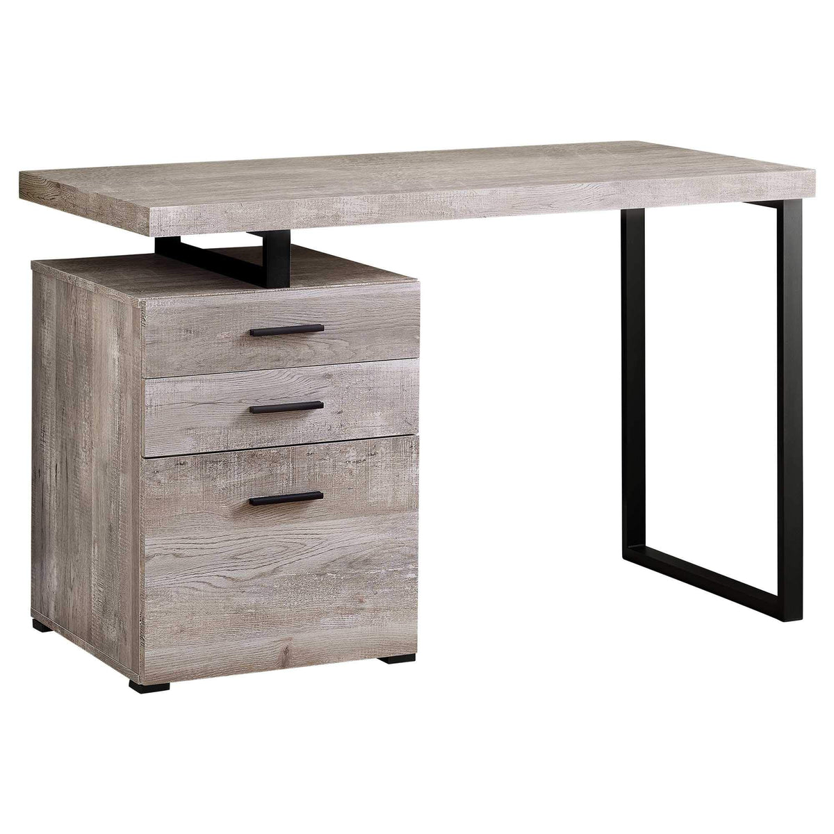 HomeRoots Decor 23.75-inch x 47.25-inch x 30-inch Taupe, Black, Particle Board, Hollow-Core, Metal, Computer Desk