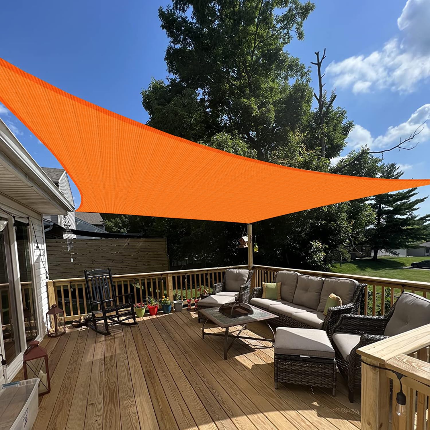 E&K Sunrise 2' X 14' Sun Shade Sail Rectangle Canopy Shade Cover Uv Block For Patio Backyard Garden Outdoor (Orange)
