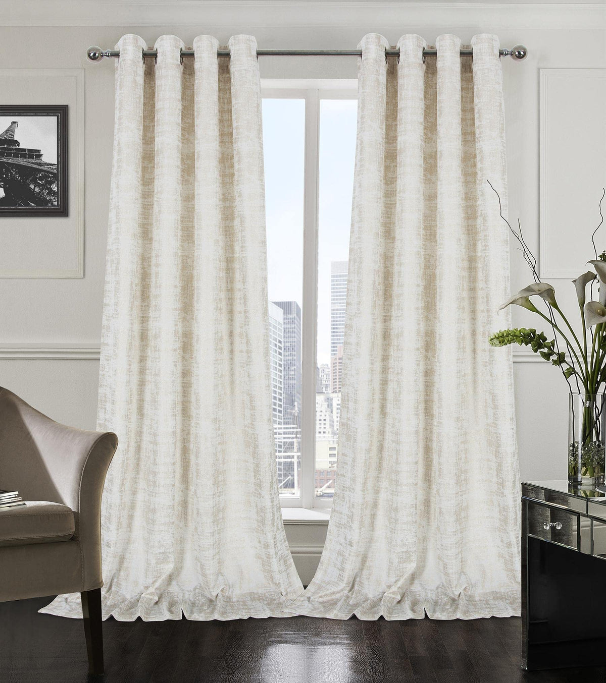 Always4U 100% Blackout Soft Velvet Curtains For Bedroom Living Room Thermal Energy Saving 120 Inches Long Luxury Gold Foil Print