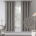 Burlap Textured Faux Linen Absolutely Blackout Curtain Drapers For Bedroom - Energy Saving Thermal Insulated Anti-Rust Grommet W