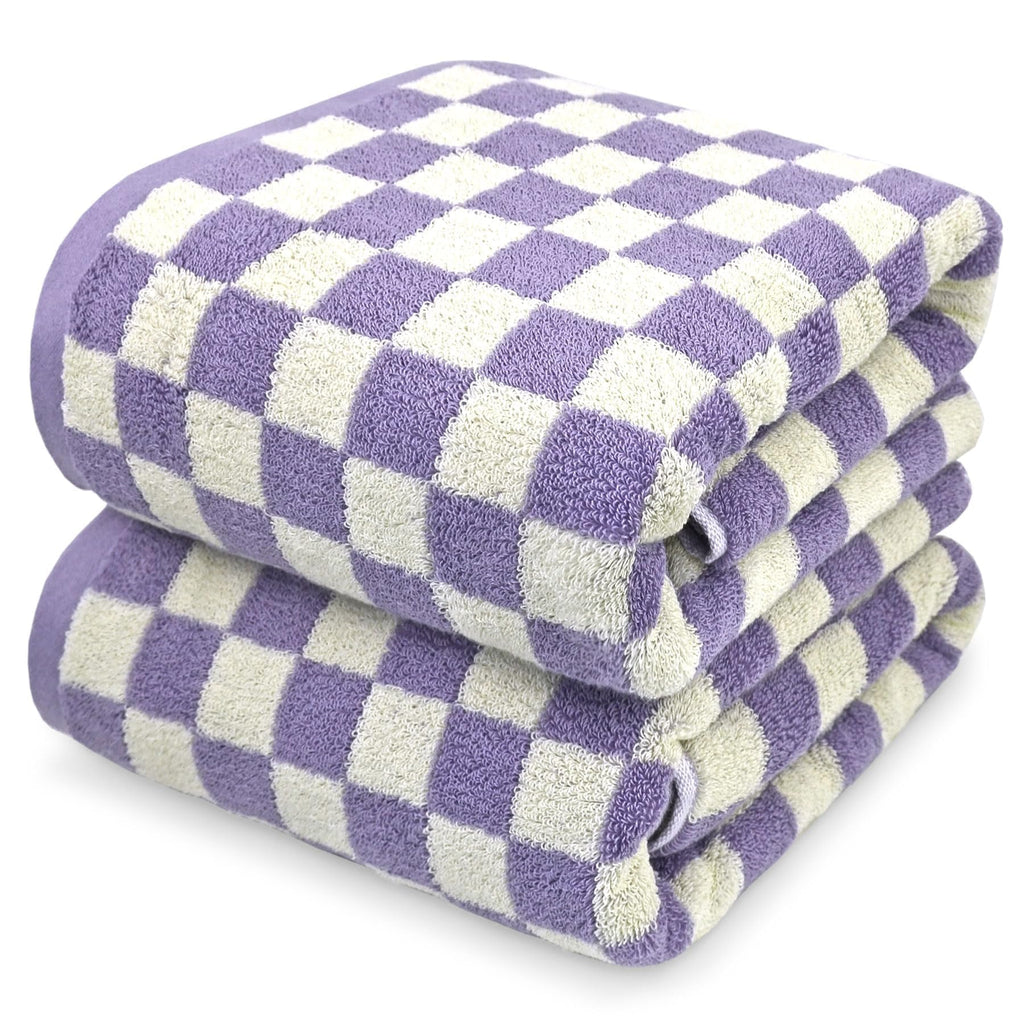 Jacquotha Shower Towels for Bathroom 27.5x55 Inches - Quick Dry Bath Towels Soft Towel(2Pack), Cute Towels Checkered Towels Set 