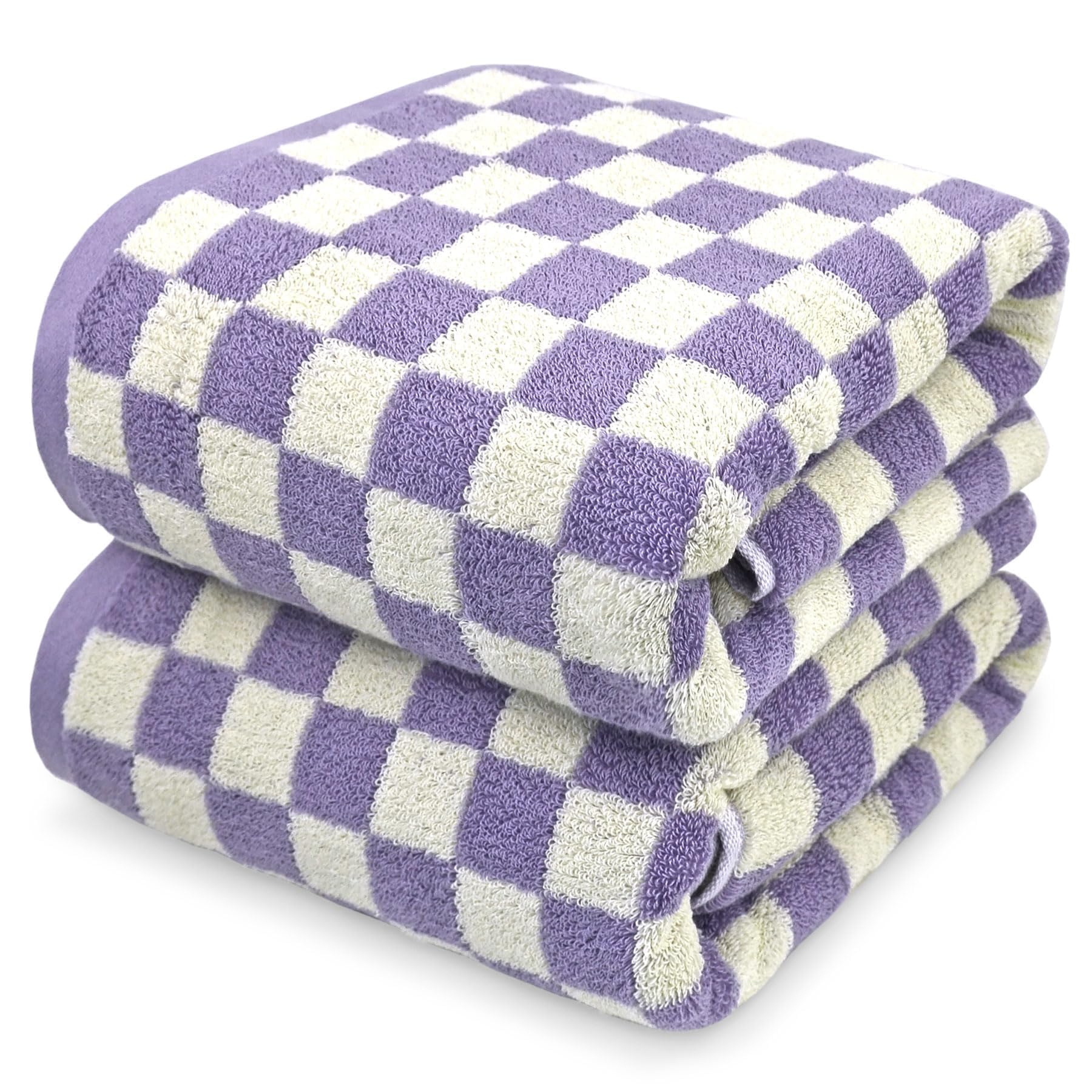 Jacquotha Shower Towels for Bathroom 27.5x55 Inches - Quick Dry Bath Towels Soft Towel(2Pack), Cute Towels Checkered Towels Set 