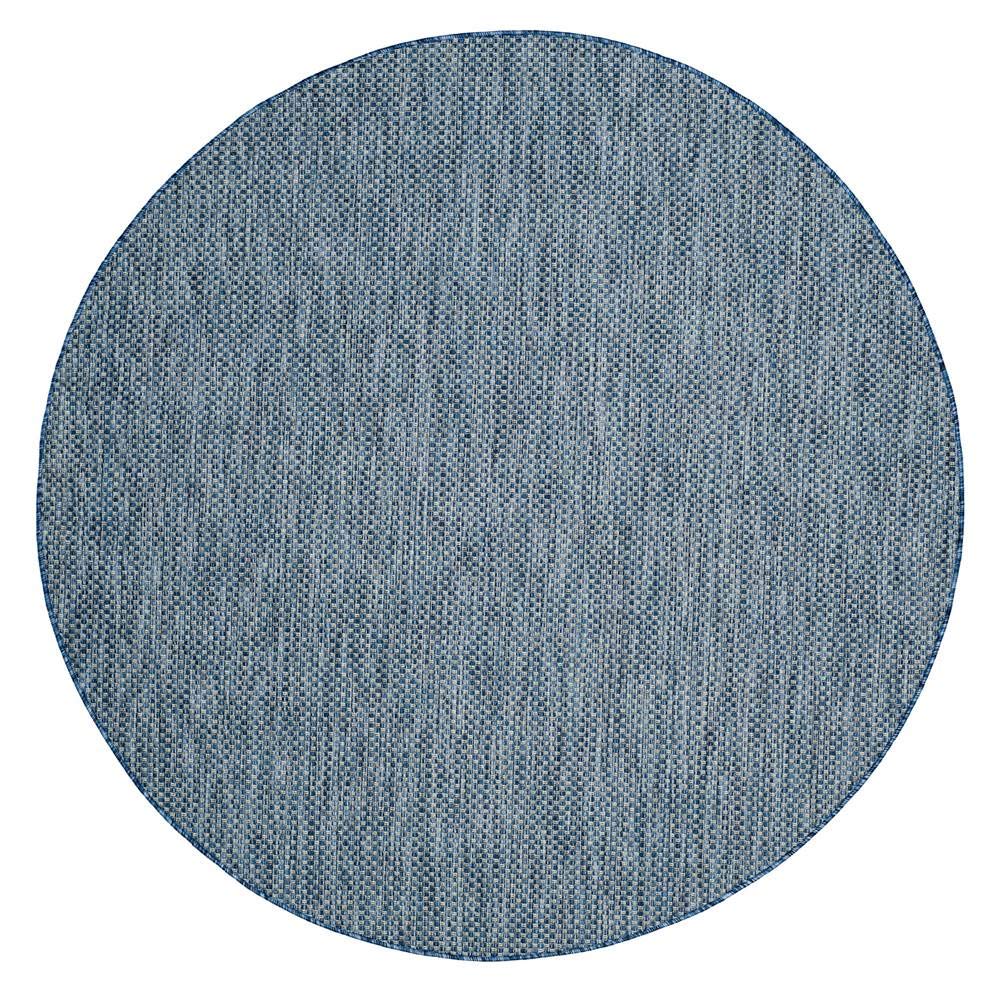 SAFAVIEH Courtyard Collection Area Rug - 53 Round, Navy & Grey, Non-Shedding & Easy Care, Indoor/Outdoor & Washable-Ideal for P
