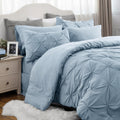 Bedsure King Size Comforter Set - Bedding Set King 7 Pieces, Pintuck Bed In A Bag Light Blue Bed Set With Comforter, Sheets, Pil
