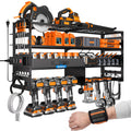 Gotega Power Tool Organizer Wall Mount, Heavy Duty Tool Storage Rack, Black