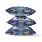 HomeRoots Peacock Blue Light Blue Broadcloth 18â€ Blue Green Geo Tribal Indoor Outdoor Throw Pillow
