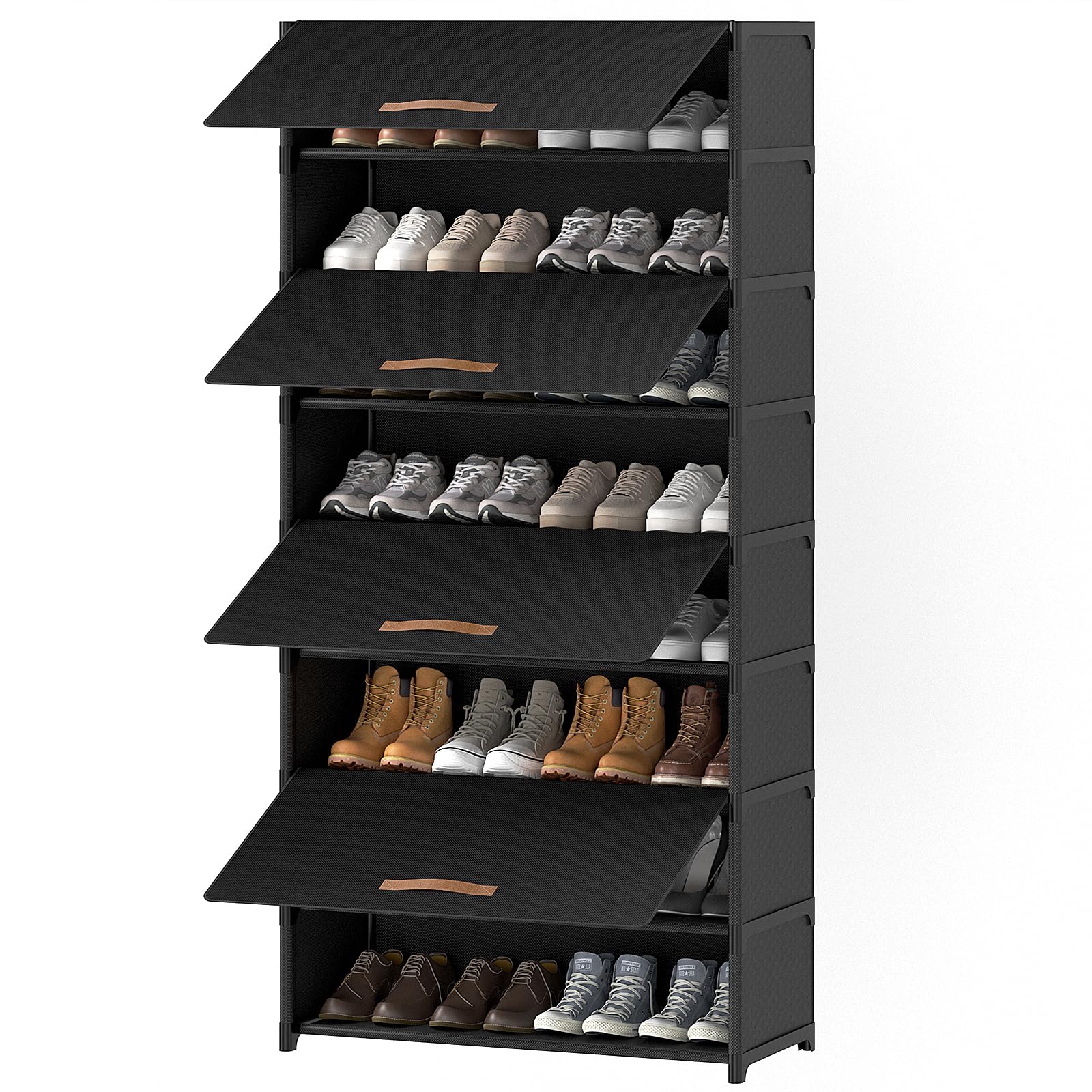 UNITSTAGE Shoe Rack, 9 Tier Shoe Storage Cabinet with Door 36 Pair Plastic Shoe Shelves Organizer for Closet, Entryway, Hallway,