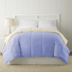 Modern Threads Down Alternative Microfiber Quilted Reversible Comforter & Duvet Insert - Soft, Comfortable Alternative To Goose Down - Bedding For All Seasons Blue/Cream Twin