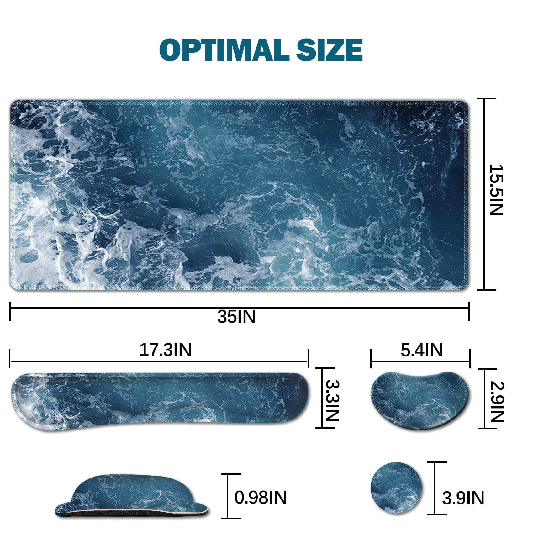 Artso Gaming Mouse Pad Extended, Keyboard Wrist Rest Pad & Wrist Support Abstract Mousepad Set, Non-Slip Base, Memory Foam Desk