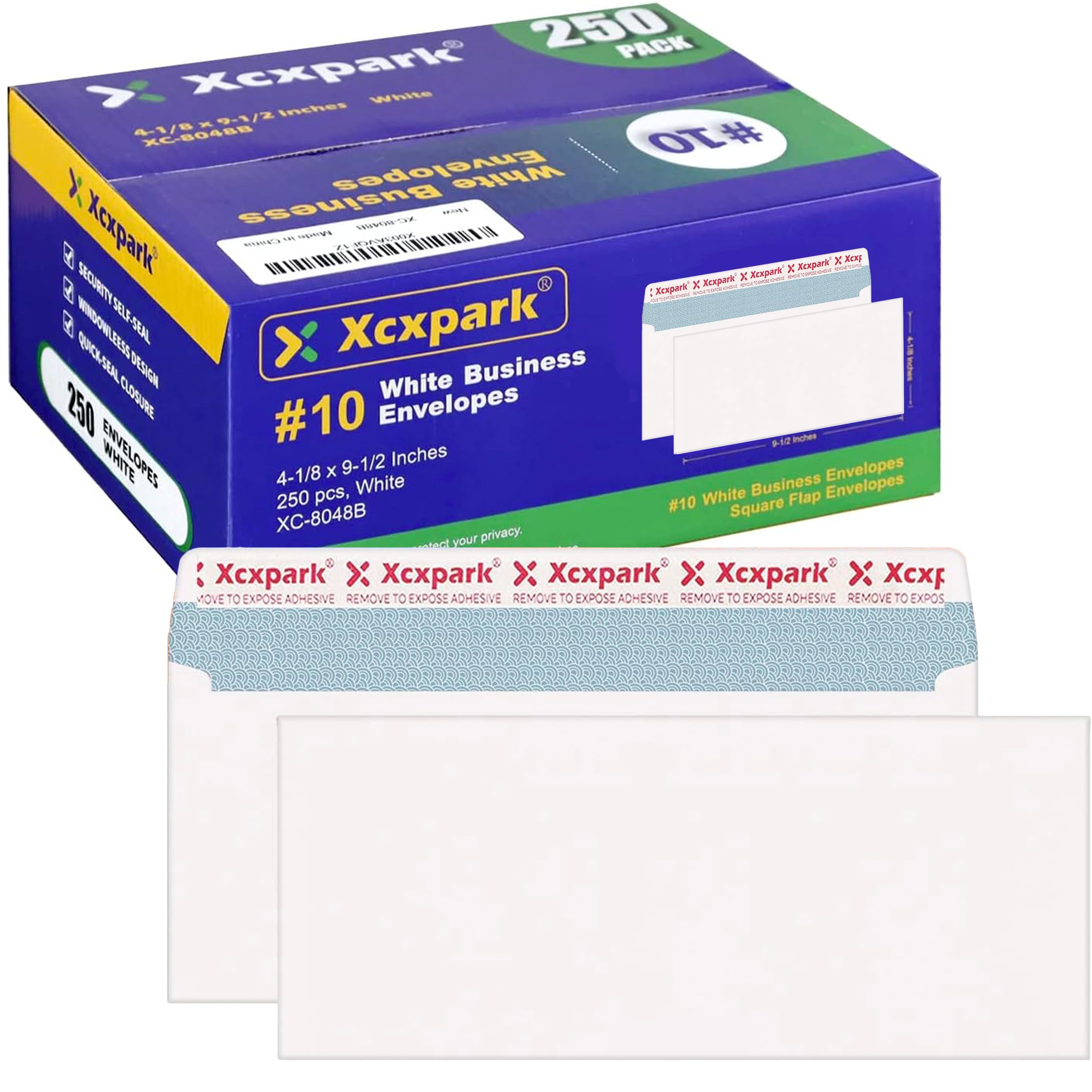 Xxcxpark 250 Pcs #10 White Self Seal Kraft 4-1/8 X 9-1/2 Inches Security Envelopes, Windowless Invisible Envelopes Super Strong