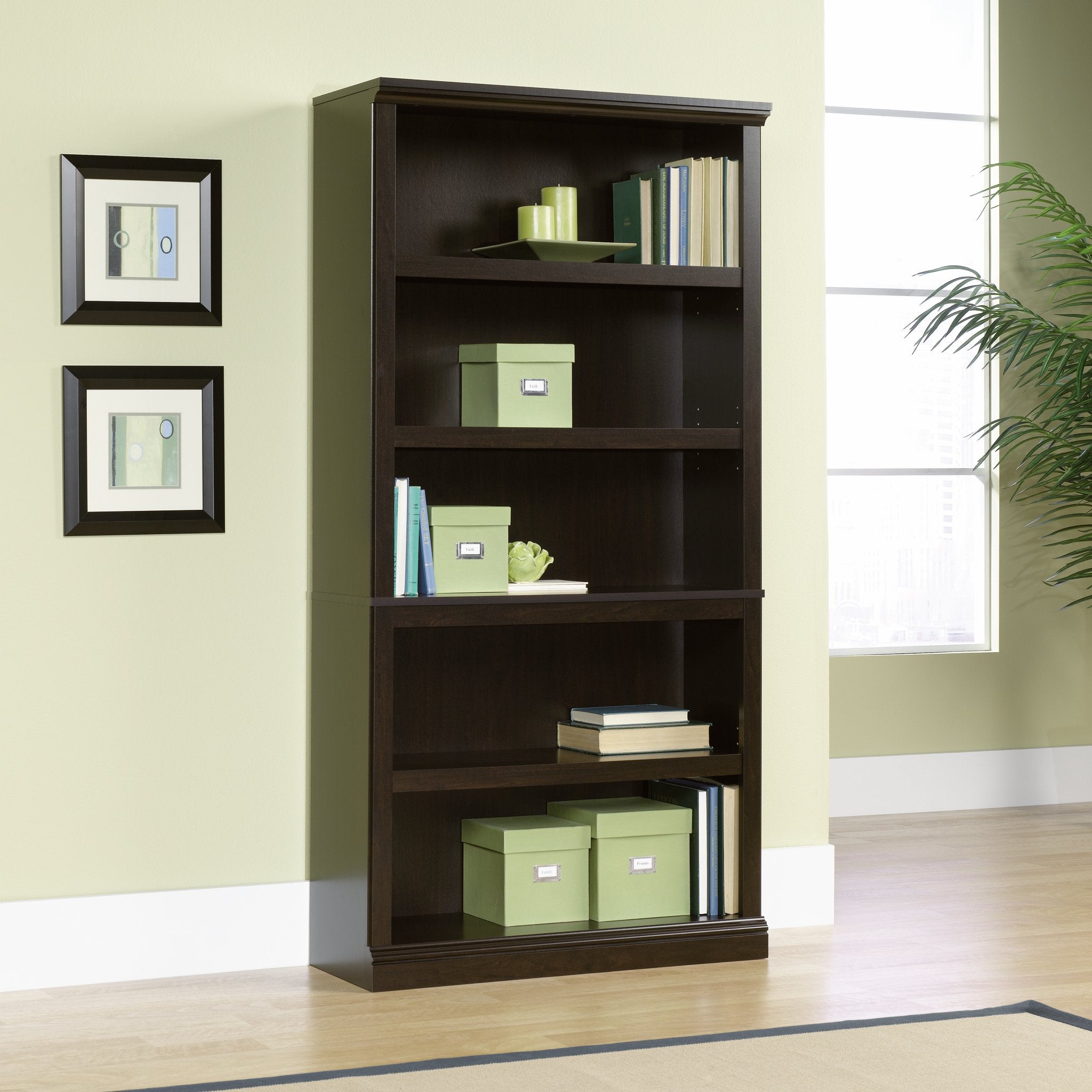 Sauder Miscellaneous Storage 5 Bookcase/Book Shelf, L: 35.28' X W: 13.23' X H: 69.76', Jamocha Wood