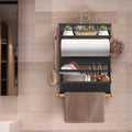 Kuber Industries 2 Tier Iron Fridge Side Rack With 3 Towel/Tissue Holder & Hooks Hanger Magnetic Kitchen Organizer Shelf For Ref