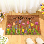 Ceenna Spring Welcome Doormat Indoor Spring Door Mat Coir Flowers Butterfly Mat Non Slip Front Porch Rugs For Home Entrance Deco