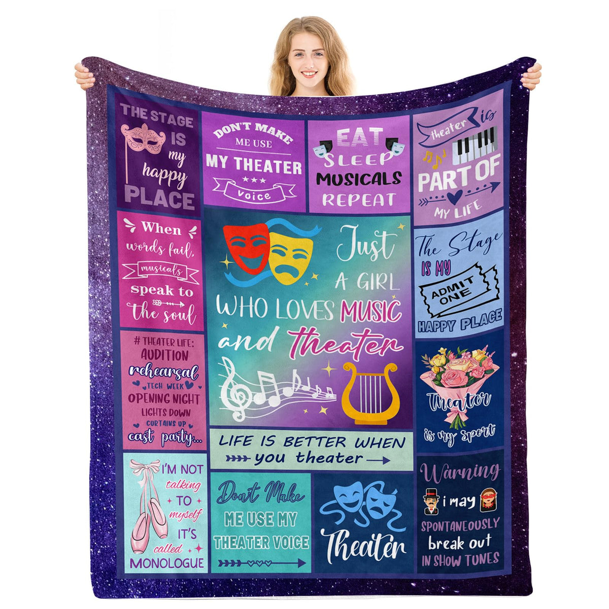 Piufam Theater Gifts, Gifts For Theater Lovers, Theater Gifts Blanket For Girls, Birthday Gifts For Broadway Theater Lovers, Mus