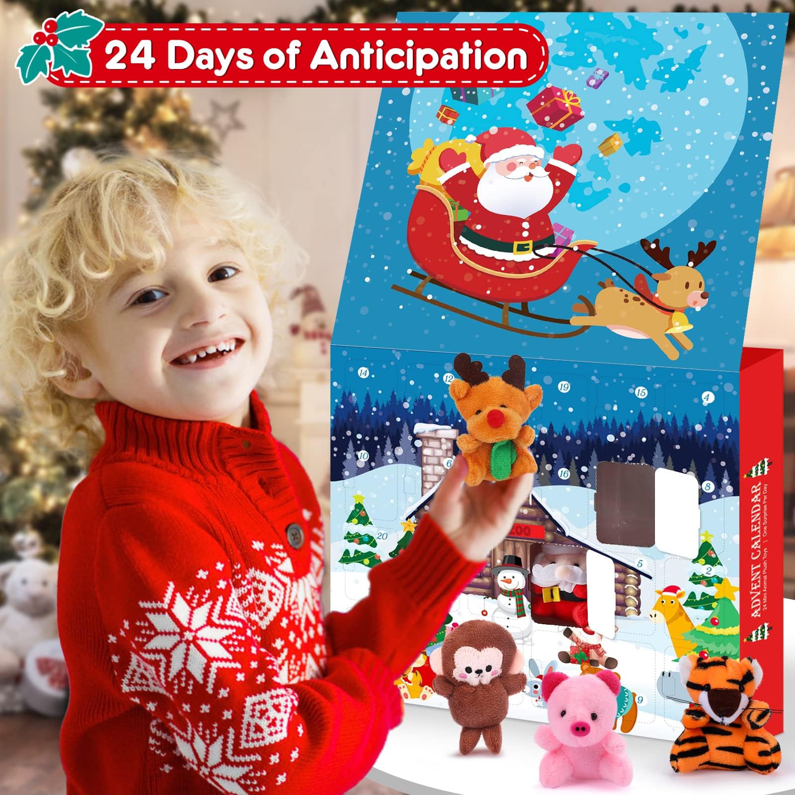 Advent Calendar 2024 For Kids 24 Days Christmas Countdown Calendar With Mini Animal Plush Toys Stuffed Animals Christmas Tree De
