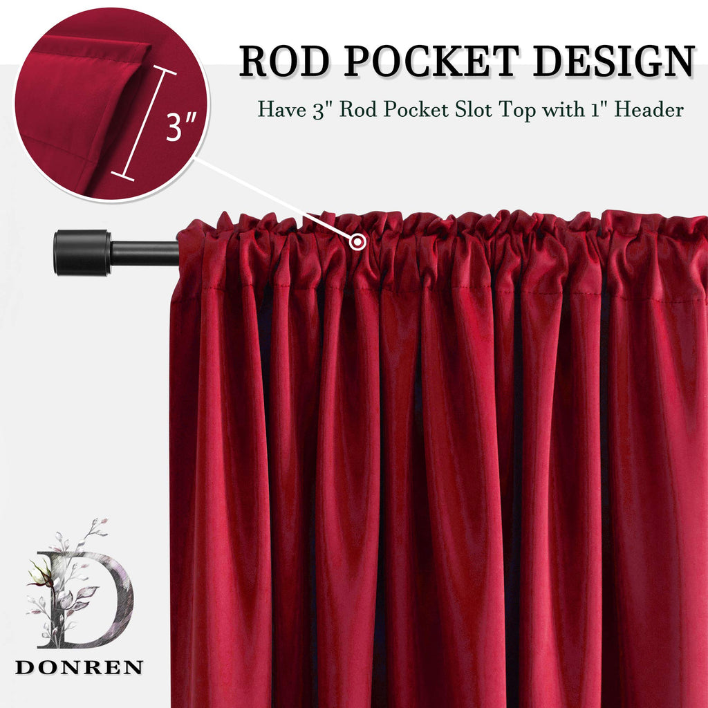 Donren Backdrop 5Ft X 9Ft Curtains Panels - Energy Saving Thermal Insulated Solid Rod Pocket Blackout Draperies For Patio (1 Pair, 60 Inches By 108 Inch Length,Red)