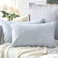 Otostar Linen Throw Pillow Covers Set Of 2 Decorative Square Pillowcases Cushion Covers 16X24 Inch For Home Decor Sofa Bedroom Car 40 X 60 Cm Blue Grey