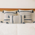 Buiovbey Boho Throw Pillow Covers 12X20 Set Of 2 Woven Tufted Farmhouse Pillows Cover With Tassels Textured Striped Cushion Case