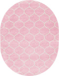 Unique Loom Trellis Frieze Collection Area Rug - Rounded (7 10 x 10 Oval, Light Pink/ Ivory)